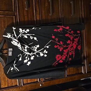 CHICO'S TRAVELERS Tunic, 2/L, Drape neck, 3/4 sleeve, Black